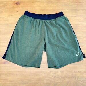 Asics Mens Green Heathered Athletic Running Shorts Size Large 9105